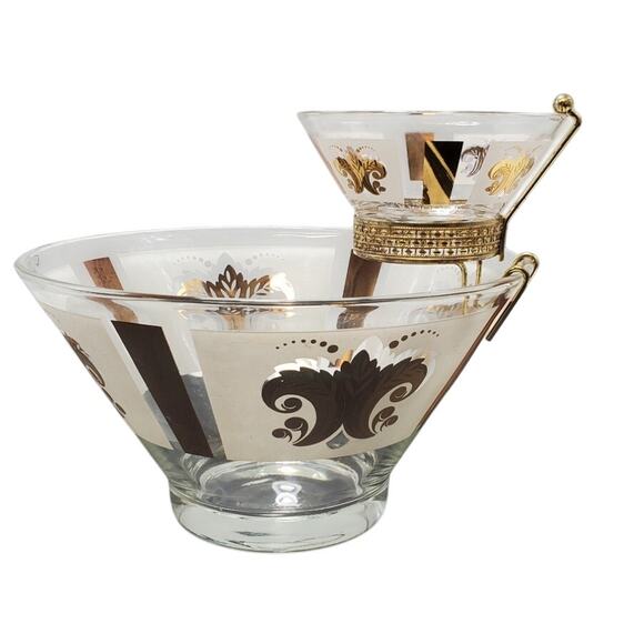 Vintage MCM Anchor Hocking Fleur-de-lis Chips & Dip Bowl Set - Picture 2 of 13